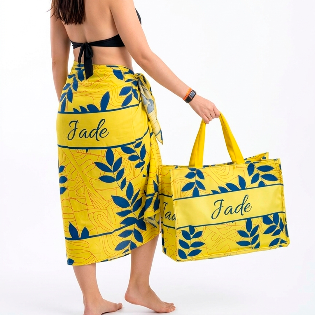 Kit Bolsa e Canga - Amarelo com azul