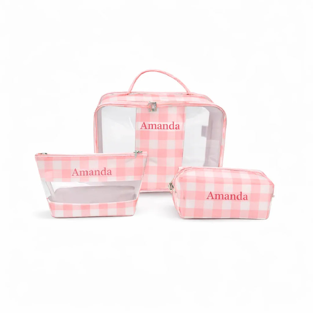 Kit Necessaires M - Rosa Xadrez