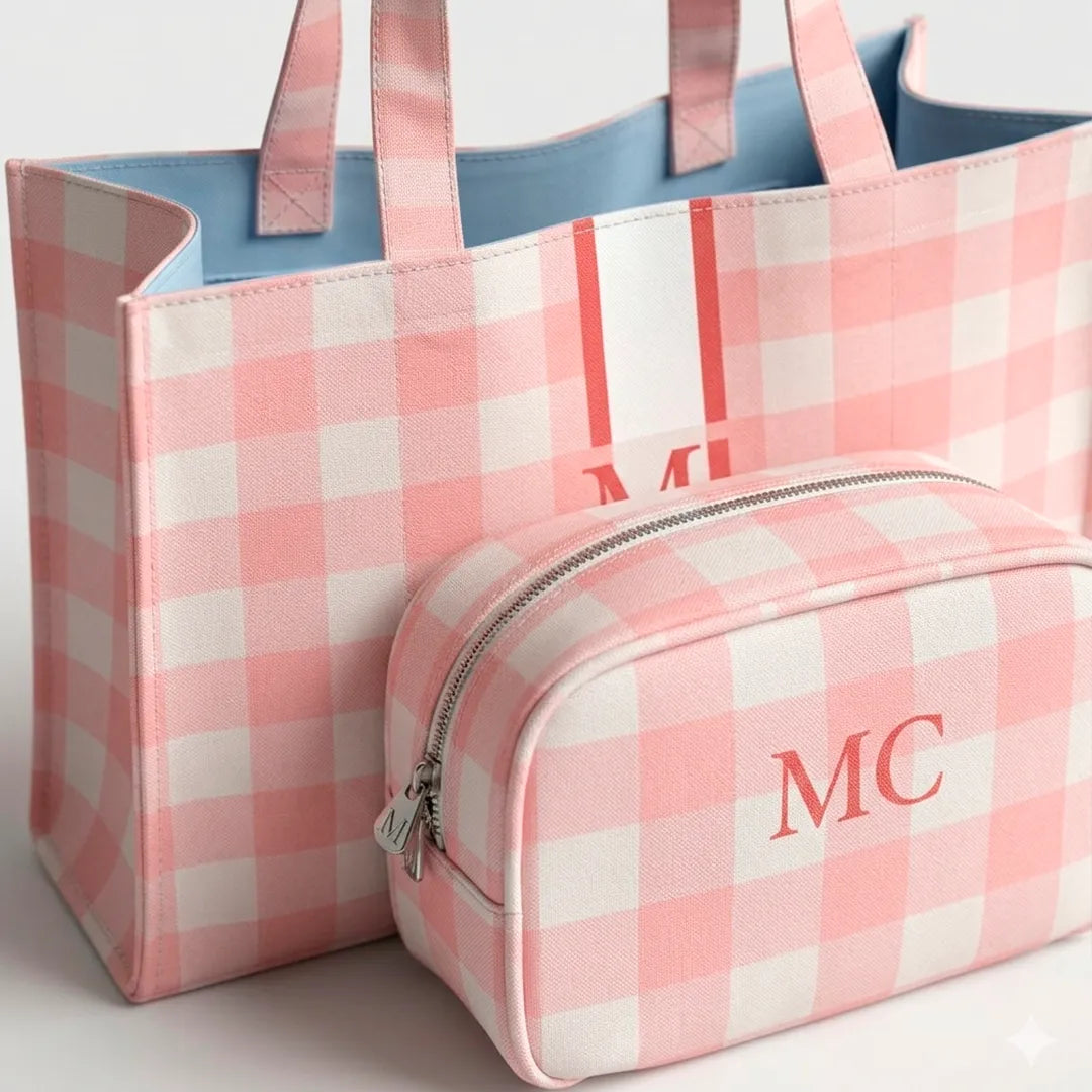 Kit Bolsa Stilo e Jojo - Rosa Xadrez