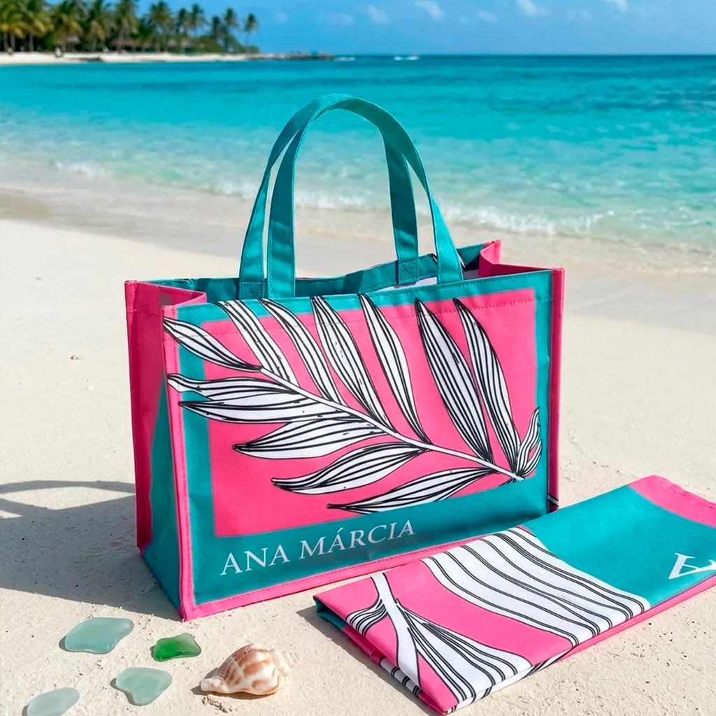 Kit Bolsa e Canga - Folha com Rosa